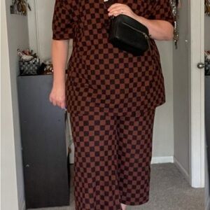 Dressed in LALA Brown Checkered Cropped Pants